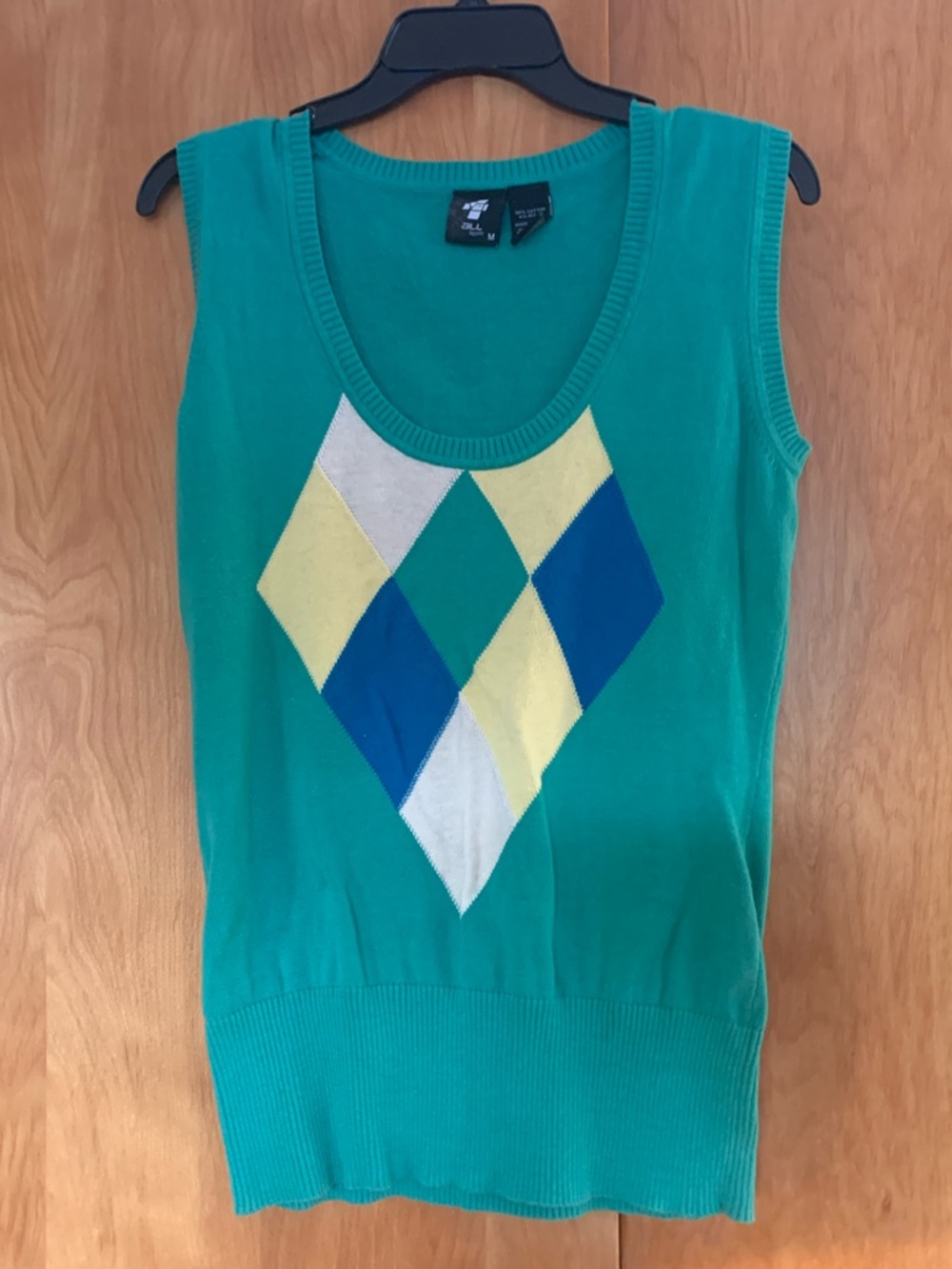 Jofit 1 4 all Green Sleeveless Sweater Vest with Argyle Preppy academia sz M